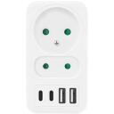 Maclean sadalītājs MCE249 F/W, 100-240VAC, 50-60Hz, 2x kontaktligzda, 2xUSB-A, 2xUSB-C PD 20W, 6A, 16A, balts