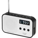 Adler Digitaalne raadio PLL AM/FM AD 1907, 40 eelnevalt seadistatud jaama, Laetav 600 mAh, LCD ekraan, Valge/Must