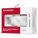 Axagon Laadija ACU-PQ20W 20W, Sissejuhatav pinge 100-240V, 2 USB porti, Kiire laadimine, &Uuml;lekoormuse kaitse, &Uuml;lekuumenemise kaitse