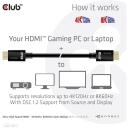 Club3D HDMI кабель на HDMI 1м CAC-1371, 48 Гбит/с, 10K 120Hz, 2.1, черный, прямой разъем, позолота