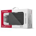 Axagon seinakl charger ACU-DPQ100 100W, 100-240V, 3 porti, QC 4+, PD 3.0, must, toite kaitse