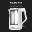Electric kettle 2200W 1.5L double-wall design Strix thermostat auto power-off dry-boil protection AEK0002 Aeno