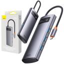 Baseus dokas WKWG070013, 4x USB 3.0, 5V / 3A, 5Gbps, aliuminio lydinys, kompakti&scaron;kas, pilkas