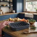 Russell Hobbs Cep&scaron;anas panna RH04097, 34 x 26 x 6 cm, oglekļa tērauds, nerūsējo&scaron;ā tērauda režģis, 220&deg;C, krēslas akmens