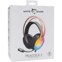White Shark Austiņas PEACOCK-2 BLACK, 212g, 32&Omega;, 20Hz-20KHz, 2m, RGB apgaismojums, virs ausīm, vadu, iebūvēts mikrofons
