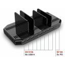 Lindy Laadija 73435 120W 10 Port USB, 8 USB 2.0 porti, 2 USB Type-C porti, 5V 2.4A, 5V 3A, kiire laadimine, toiteadapter 0.9m