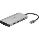 D-Link dokkimisjaam DUB-M810, 8-in-1, 4K HDMI, Gigabit Ethernet, USB 3.0, USB-C koos toite&uuml;lekandega, SD/microSD kaardilugeja