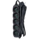 Esperanza pagarinātājs ELK208K, 5 muciņas, 3 m, 3680W, 16A, melns, 50Hz, 220-240V