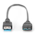 Digitus USB kaabel AK-300117-003-S, 0,25m, USB A isane, USB Micro-B isane, must, UL2725, topeltvarjestus, CU, nikli, AWG 28