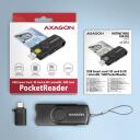 Axagon nutikas kaardilugeja CRE-SMP2A USB-C, USB 2.0, 4 pesa, microSD kaart, SIM, must, CE, RoHS