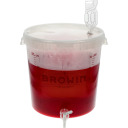 Permatomas fermentacijos indas BROWIN 340439, 30 L, su spauda, čiaupu ir dangčiu, polipropilenas BPA be