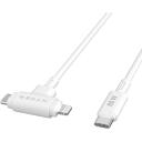 Hyper HiperJuice Silikona USB-C uz USB-C un Lightning hibrīda 60W kabelis HJ4010WHGL, 1.5m, 60W, ātrā uzlāde, bez sapī&scaron;anās