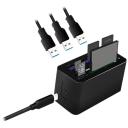 Logilink Mini-doks CR0046, 3x USB 3.0 Type-A, SD, microSD, M2, MS, CF, 5 Gbit/s, Plug-and-play