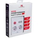 Maclean pagarinātājs MCE387 W, 2500W, 1.5m, 2x F, 3x USB A, balts, slēdzis, dro&scaron;ības aizsargs