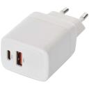 Emos Универсальное USB настенное зарядное устройство GaN V02G20, 20 Вт, 100-240 В, 2xUSB, быстрая зарядка, защита от перегрузки