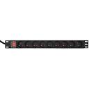 Gembird pagarinātājs EG-PDU-9F2F, 9xFR, 1U, 16A, C20 spraudnis, 2 m kabelis, melns