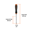 Kalts kokam 9,5mm, ērts rokturis, CrV 14618 FT-3/8 Truper
