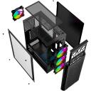 Gembird Datora korpuss CCC-FC-400X, 350mm, 200mm, 440mm, 4.4kg, Tempered glass, SPCC, Midi Tower, RGB, 2xUSB 3.0, 4x2.5" bays