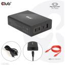 Club3D зарядное устройство CAC-1906 132W, 3 USB Type-C, 1 USB Type-A, 100-240V, PD 3.0, защита от перегрузки и короткого замыкания