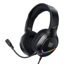 ONIKUMA X31 vadu spēļu austiņas 50 mm draiveri RGB apgaismojums 360&deg; regulējams mikrofons USB + 3,5 mm kabelis saderīgs ar PC, klēpjdatoriem un konsolēm melns
