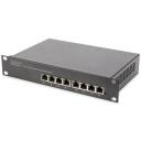 Digitus Serveru skapis DN-10-SET-1, 10", 6U, pelēks, 30kg, 8 portu slēdzis, plaukts, plāk&scaron;ņu panelis, rozetes
