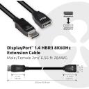 Club3D видео кабельный адаптер CAC-1022, 2м, 32.4Гбит/с, 8K @ 60Гц, 144Гц, 28AWG, прямой разъем, M/F