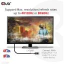 Club3D видеокабель CAC-1087, 3 м, DisplayPort 1.4, HDMI 2.1, 7680 x 4320, 120 Гц, HDR10, черный