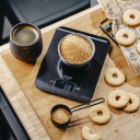 Compact and convenient digital kitchen scale with tempered glass surface LCD display and 1g graduation Black AD3183B Adler