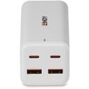 Lindy Įkroviklis USB 73441 100W 4 prievadai, 2 Type C, 2 Type A, 100-240 V, 12 V, 3 A, greitas įkrovimas, 1.5 m laidas