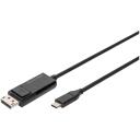 Digitus video adapteris kabelis 2 m AK-300334-020-S, 24 pin USB-C, 20 pin DisplayPort, 8K30Hz, 4K144Hz, MST, bi-direkc.