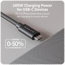 Hyper HyperDrive Next USB4 Type-C veiktspējas kabelis HD6500BKGL, 1.2 m, 240 W, 40 Gbps, 8K atbalsts, PD 3.1