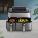 Philips Dual Basket Airfryer | NA555/00 5000 series | Power 2750 W | Capacity 9 L | RapidAir Plus | Silver