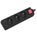 Lanberg pikendus PS1-03E-0150-BK, 1.5 m, 3 x CEE 7/5, 2500 W, 10 A, must