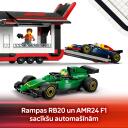 Lego F1 kravas auto 60445, 1086 detaļas, 5 minifigūras, 8+ gadi, zema piekabe, Formula 1 simulatora telpa