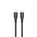 Vads ar USB C līdz USB C savienojumu 60 W ātro uzlādi un silikona pārklājumu CC60SC10 C-C 60W 1 m Silicon Melns CNS-CC60SC10B CANYON
