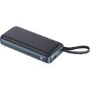 Sandberg 421-29 Viss vienā lādētājs, 20000 mAh, 67W PD, USB-C, USB-A, iebūvēts USB-C kabelis, uzlādes displejs