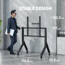 Onkron TV alus TS2081-B, 70-110 tolli, maksimaalne koormus 125 kg, VESA 200x200-1000x800, 1 riiul, 4 ratast, must