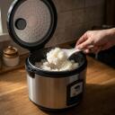 Mesko Riisipott MS 6411, 1000 W, 1.5 L, Must/Roostevaba teras, Soojuse hoidmise funktsioon, Eemaldatav kauss, Lusikas kaasas