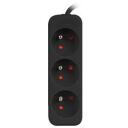 Lanberg pikendus PS0-03E-0300-BK, 3m, 3xCEE 7/5, 1xCEE 7/7, 10A, must