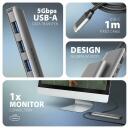 Axagon USB keskjaam HMC-5H 5in1, 3x USB 5Gbps, 1x HDMI, 100W PD, 1m kaabel