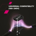 Compact wall charger with built in USB C cable 65 W total power 1×PD and 1×QC fast charging port OnCharge 65RC Build In Cable EU White CNS-CURC65ACW CANYON