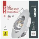 Emos prožektorius SIMMI ZD3122, 5 W, 450 lm, 230 V, 35 mA, 110&deg;, 4000 K, IP20, įmontuotas, baltas