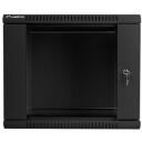 Lanberg Seinale paigaldatav rack WF01-6609-10B, 600x600mm, 9U, max 60kg, IP20, klaasuks, 2 ventilaatori pesa