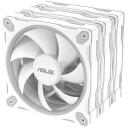 Asus Datora ventilators MR120 90DA00I3-B09020, 12V, 0.18A, 21dB, 1.7mmH2O, 3 ventilatori, 20 LED, 1600 RPM, 58 cfm, balts