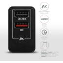 Axagon įkroviklis ACU-QS24 24W, 2x USB QC3.0, 5V-1.2A, 100-240V, juodas, energijos apsauga