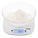 Kitchen scale with bowl LCD display and 1 g increment white MS3179W Adler