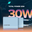 Compact wall USB charger with 30 W maximum power and 1×PD USB C port OnCharge 30CL Max Power 30W EU Blue CNE-CHA30CLLBL CANYON