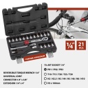 Momentgriezes uzgriežņu atslēgu komplekts 1/4" 2-20Nm - 21 gab. KREATOR KRT503101