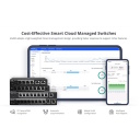 Ruijie RG-ES228GS-P | 28-Portu Gigabit Smart Cloud PoE+ Slēdzis — 4kV Pārsprieguma Aizsardzība, 56 Gbps Pārslēgšanas Jauda, Melns Dizains