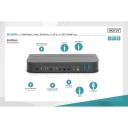 Digitus KVM komutator DS-12850, 4096 x 2160, 2x DisplayPort, 1x HDMI, 4x USB A, 4x audio 3,5mm, 2 seadet